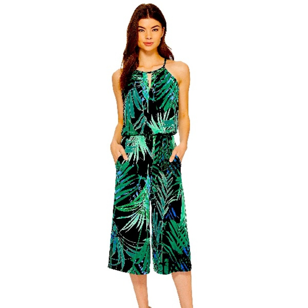 NWOT London Times tropical palm jumpsuit sz 4